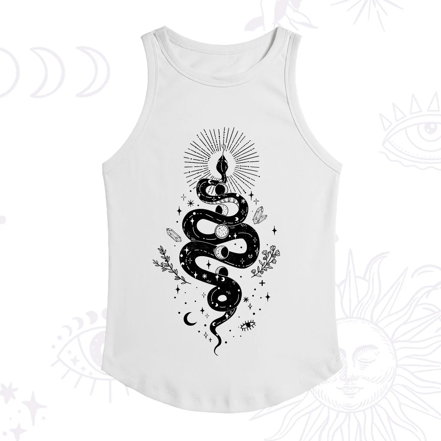 Purplehecate Mystical Moon Phases Snake Racerback Tank Top