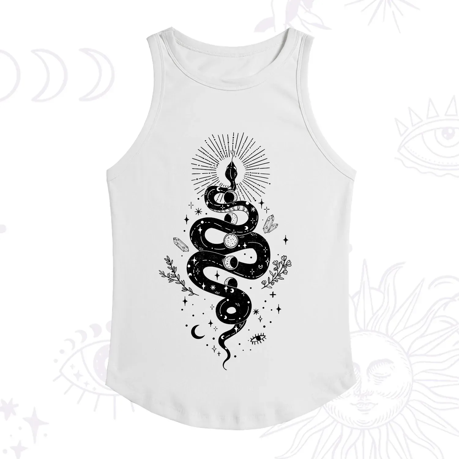 Purplehecate Mystical Moon Phases Snake Racerback Tank Top