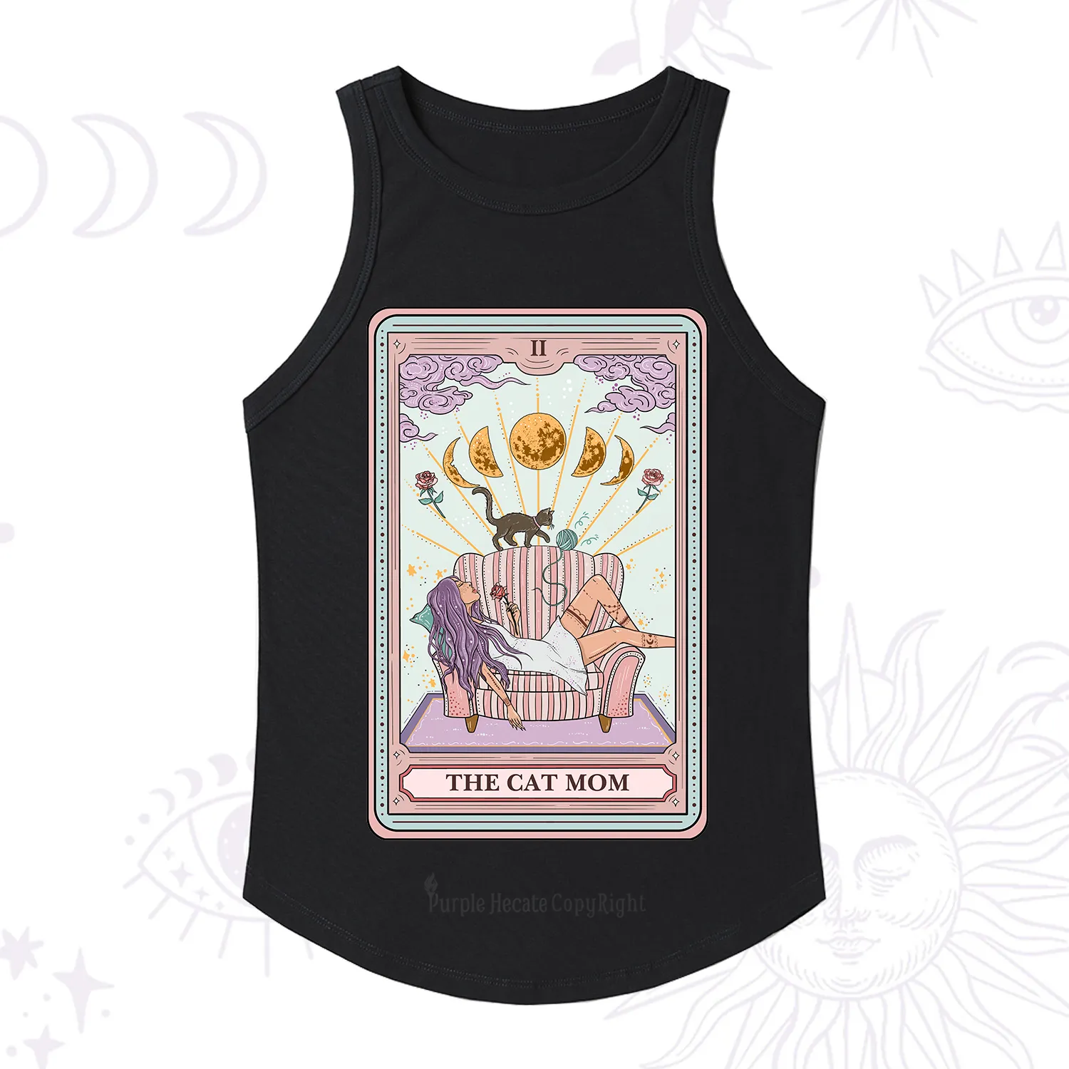 Purplehecate The Cat Mom Tarot Racerback Tank Top