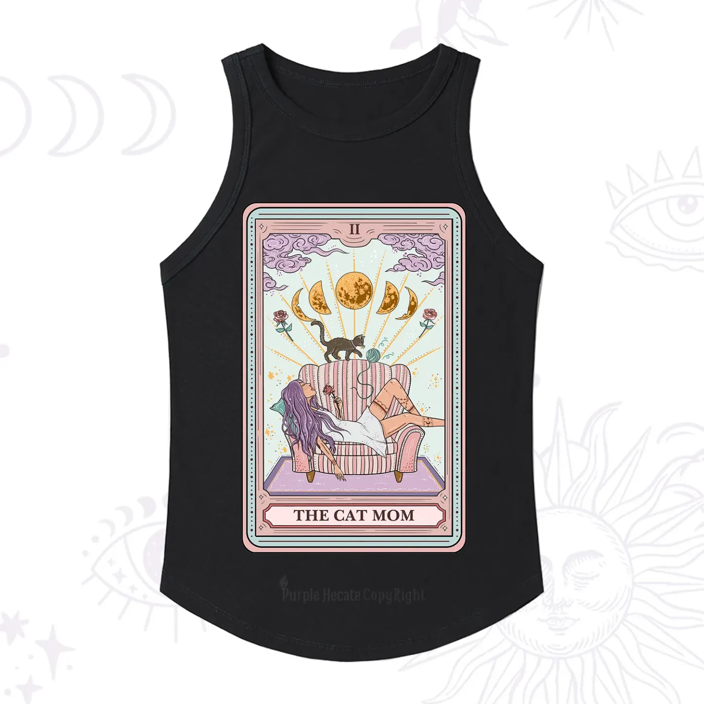Purplehecate The Cat Mom Tarot Racerback Tank Top