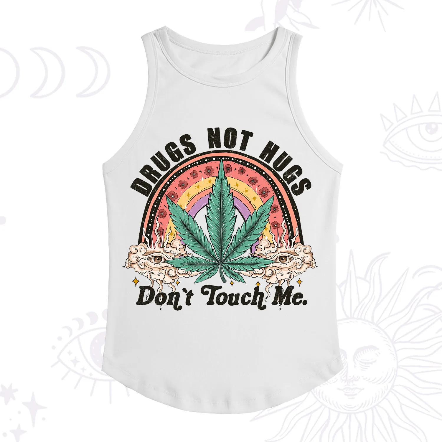 Purplehecate Drugs Not Hugs Racerback Tank Top