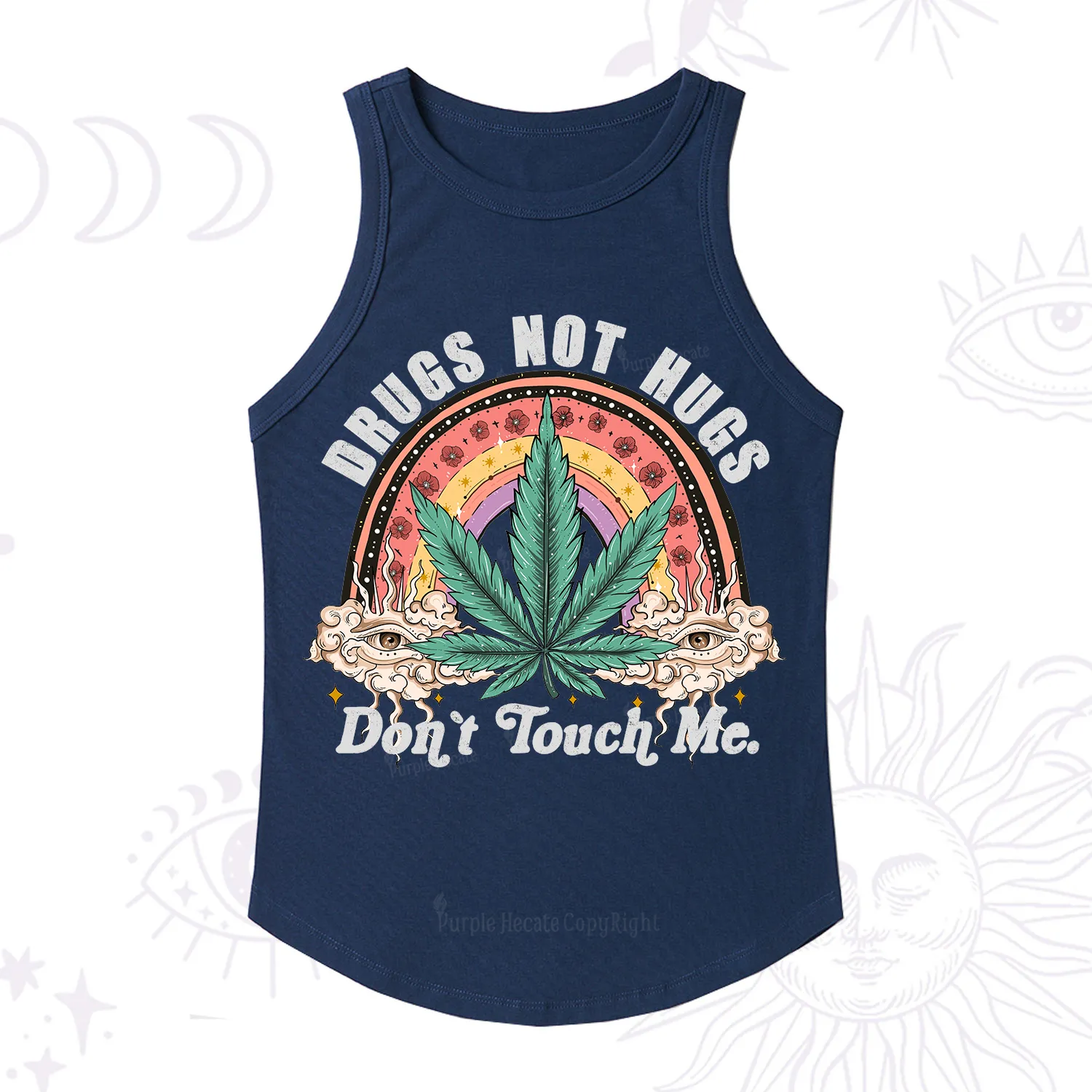 Purplehecate Drugs Not Hugs Racerback Tank Top
