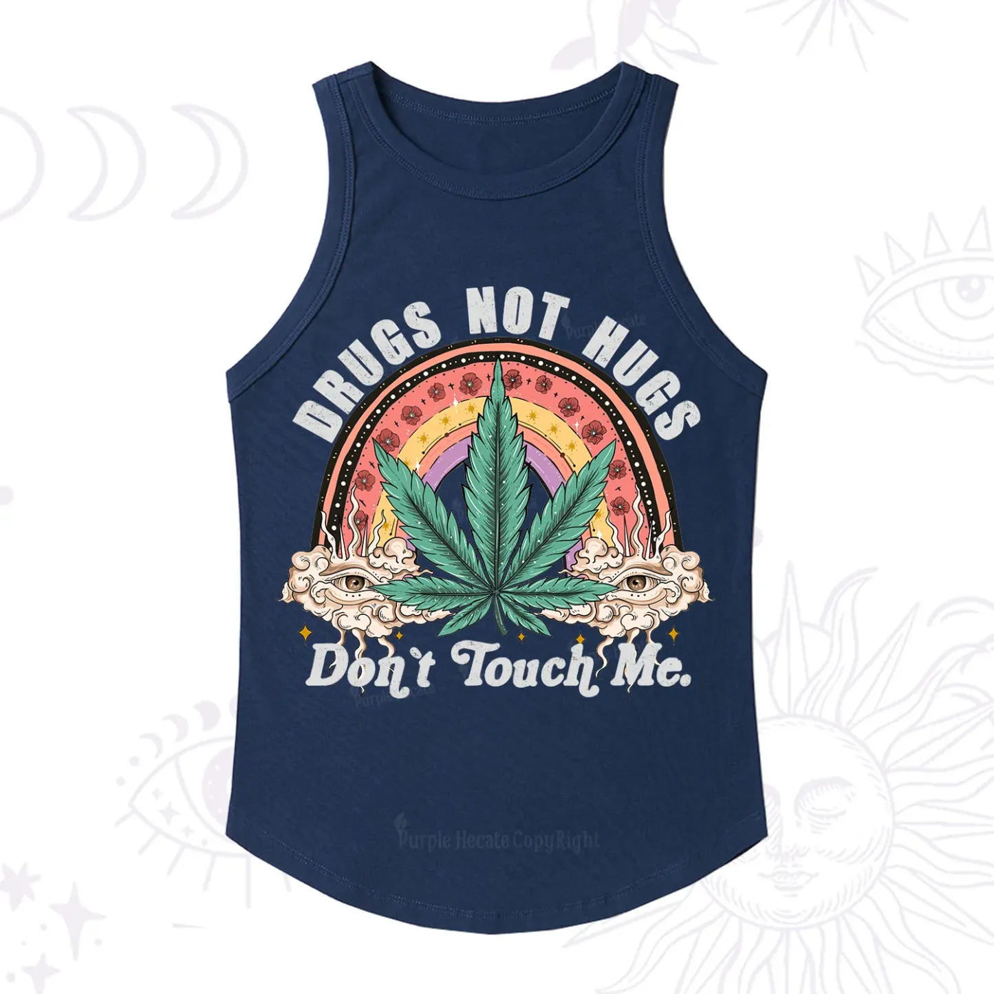 Purplehecate Drugs Not Hugs Racerback Tank Top
