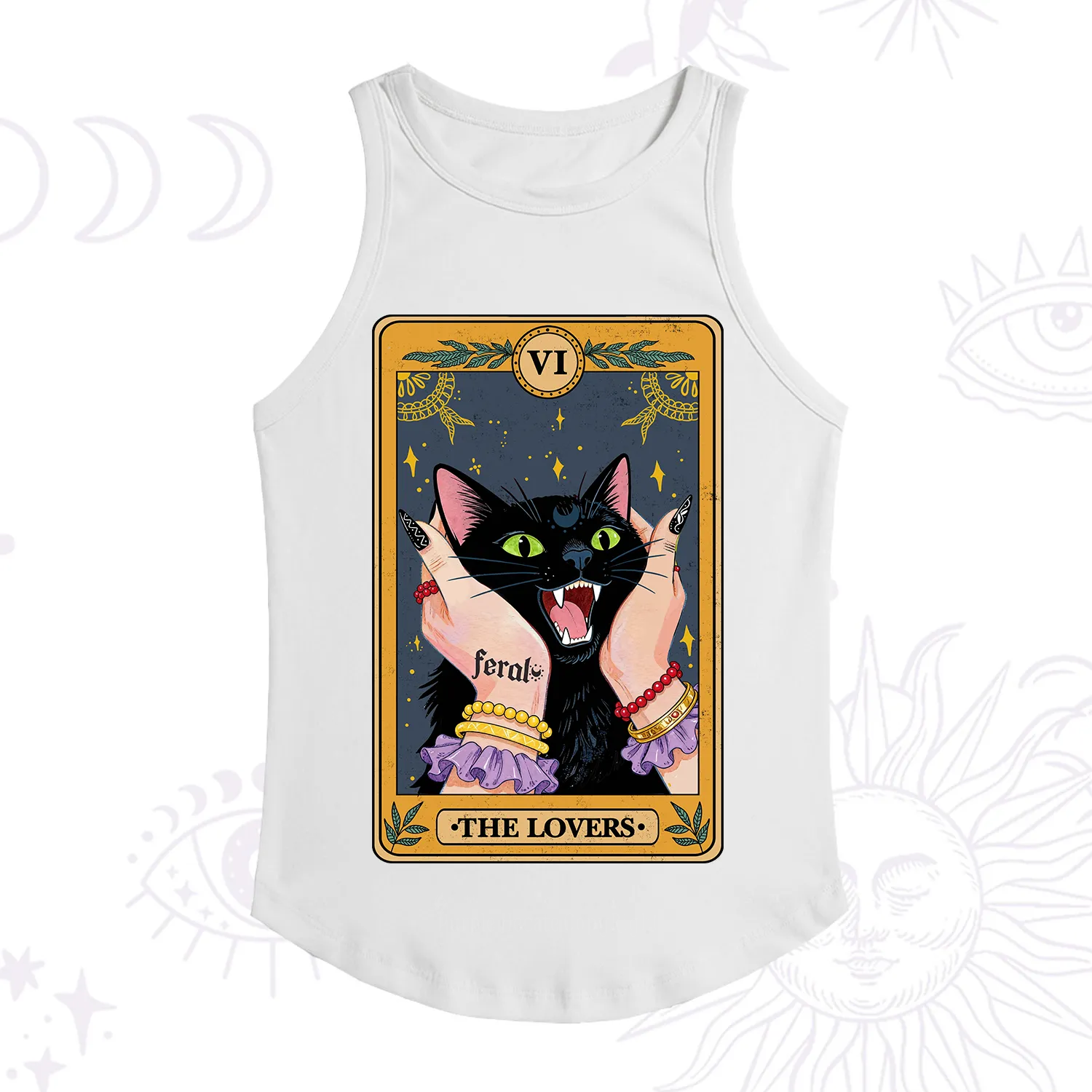 Purplehecate The Lovers Tarot Feral Cat Racerback Tank Top