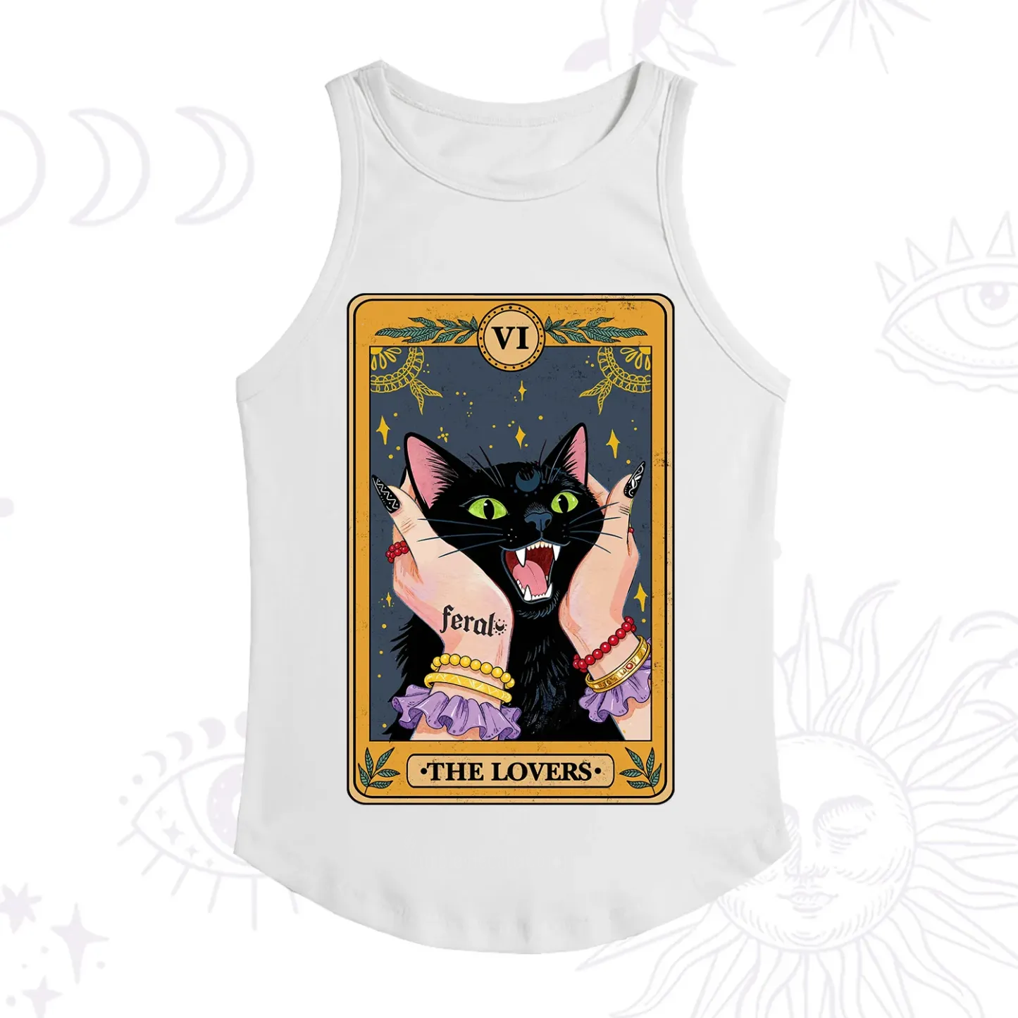 Purplehecate The Lovers Tarot Feral Cat Racerback Tank Top