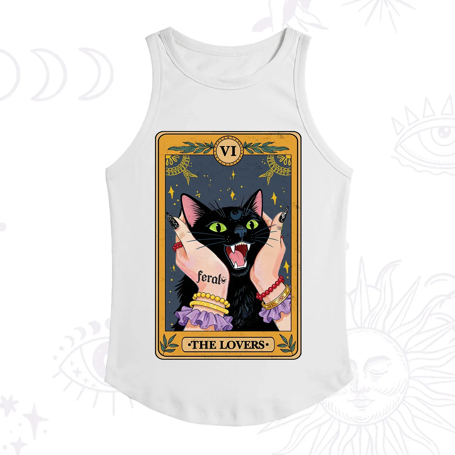 Purplehecate The Lovers Tarot Feral Cat Racerback Tank Top