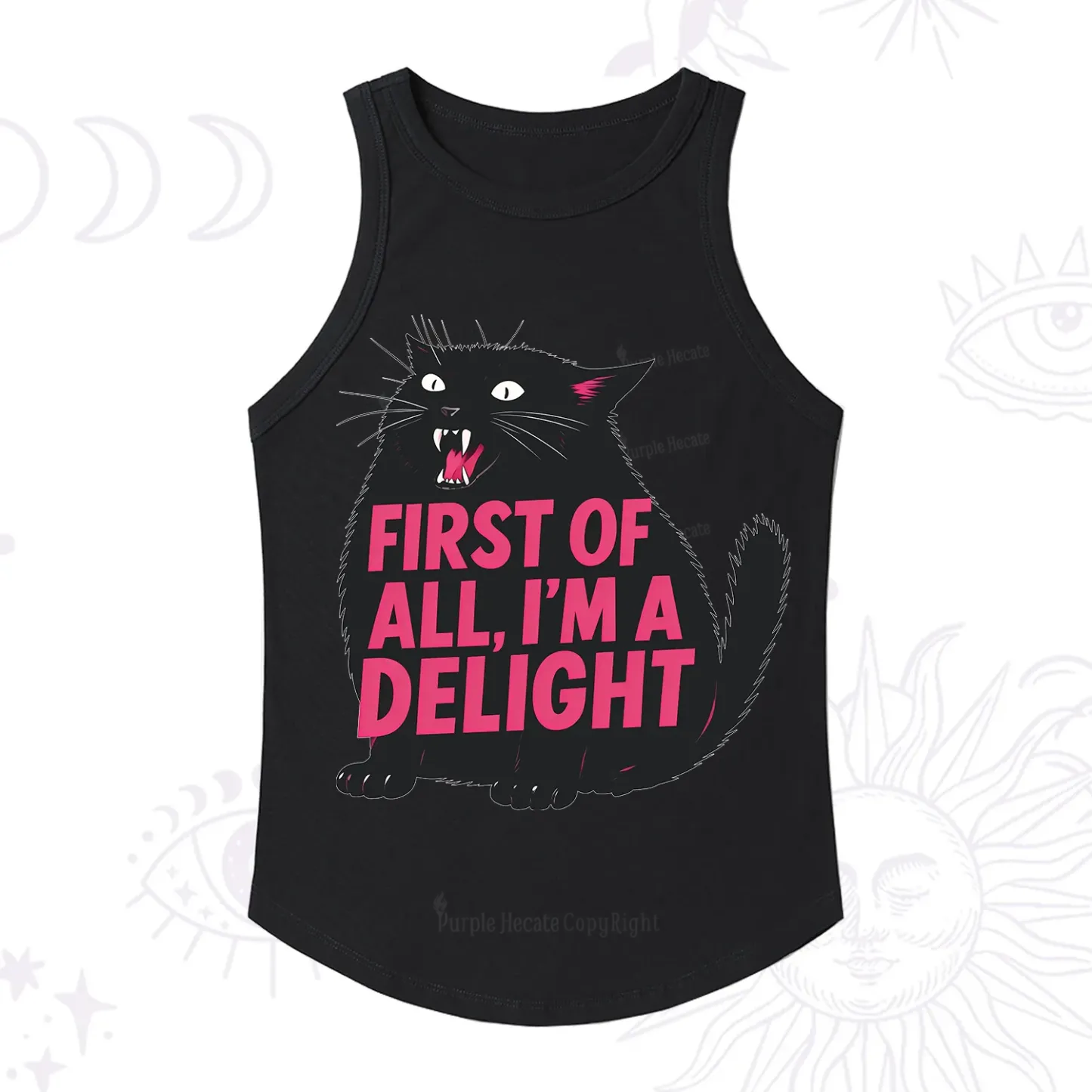 Purplehecate First Of All I'm A Delight Cat Racerback Tank Top