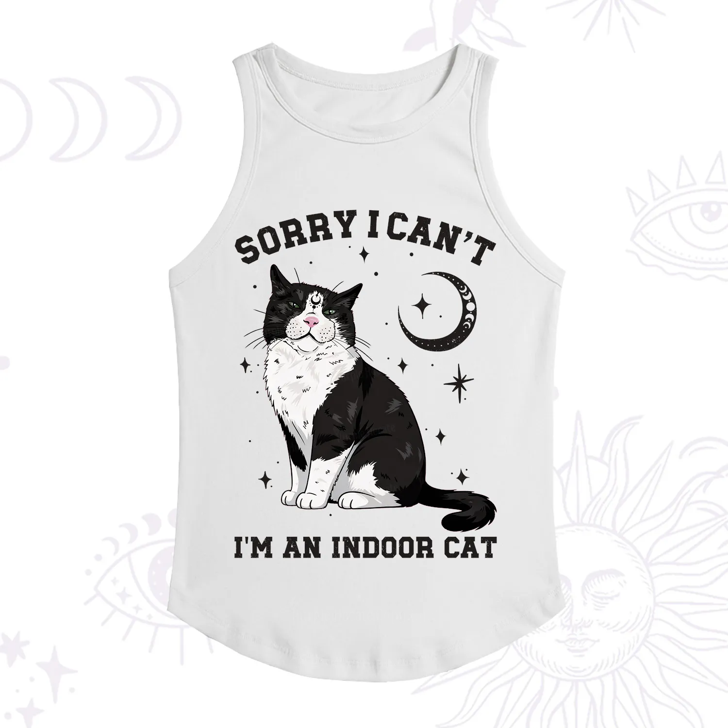 Purplehecate Sorry I Can't Go I'm an Indoor Cat Racerback Tank Top