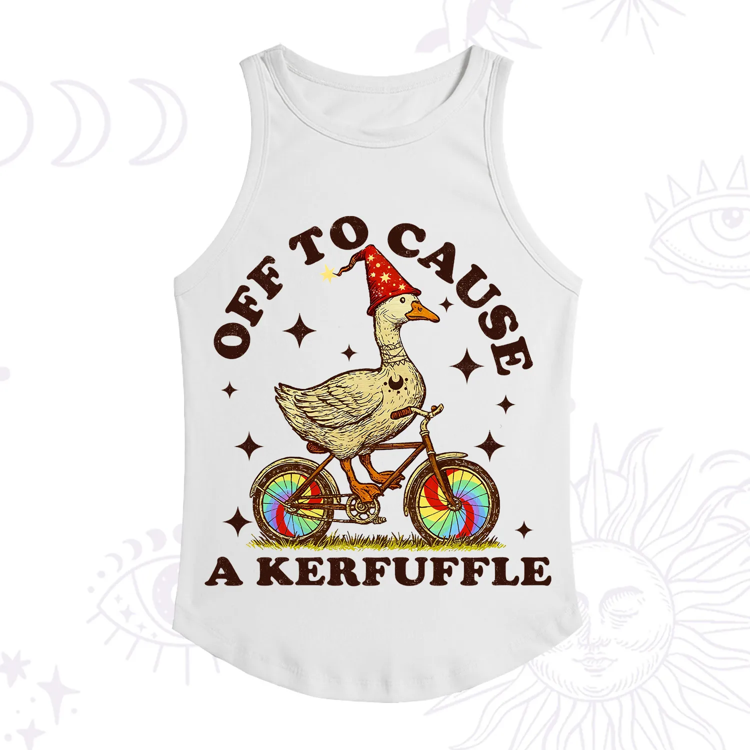 Purplehecate Off to Cause a Kerfuffle Goose Racerback Tank Top
