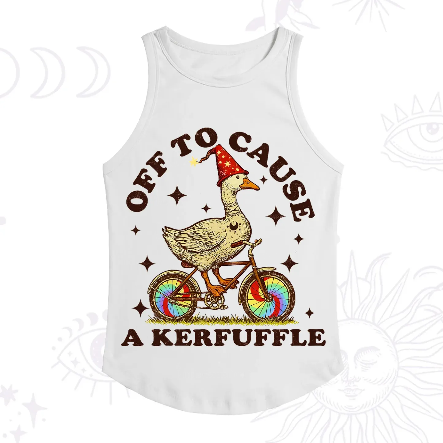 Purplehecate Off to Cause a Kerfuffle Goose Racerback Tank Top