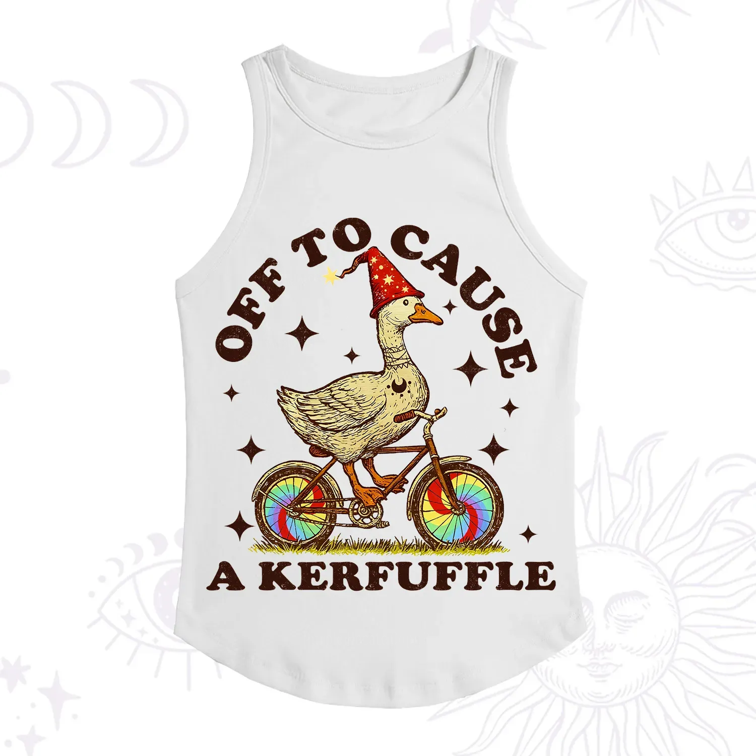 Purplehecate Off to Cause a Kerfuffle Goose Racerback Tank Top