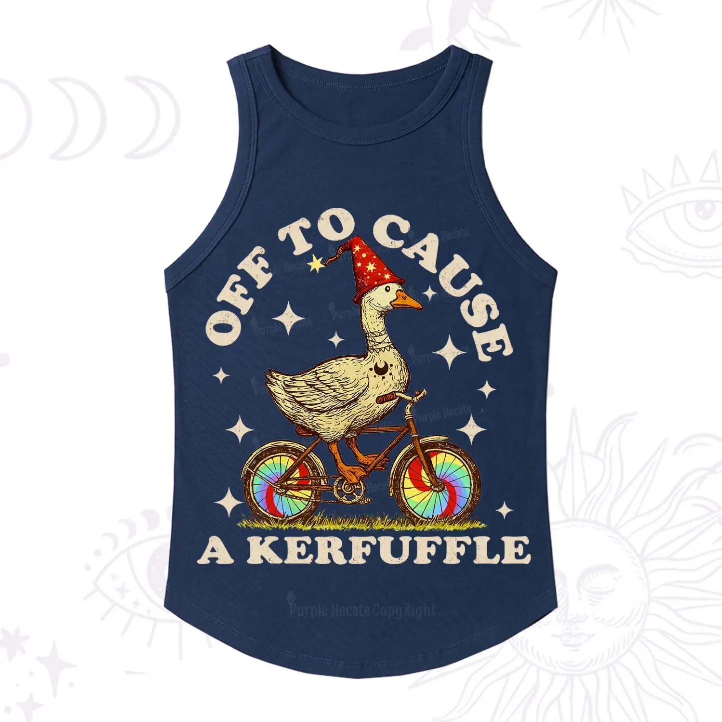 Purplehecate Off to Cause a Kerfuffle Goose Racerback Tank Top