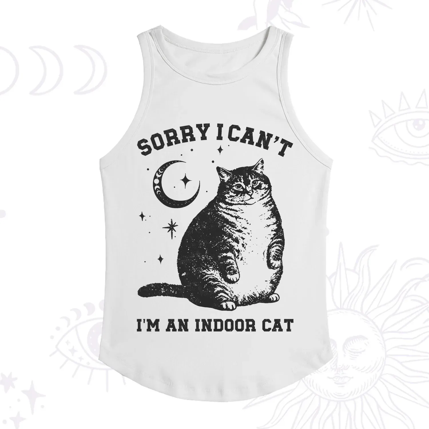 Purplehecate Sorry I Can't Go I'm an Indoor Cat Racerback Tank Top
