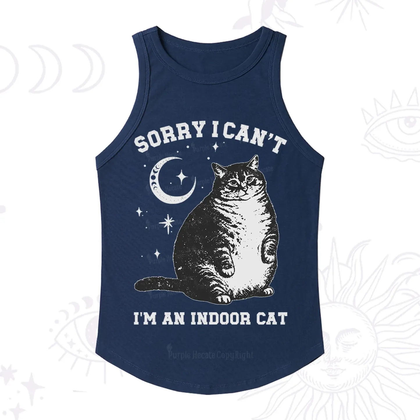 Purplehecate Sorry I Can't Go I'm an Indoor Cat Racerback Tank Top