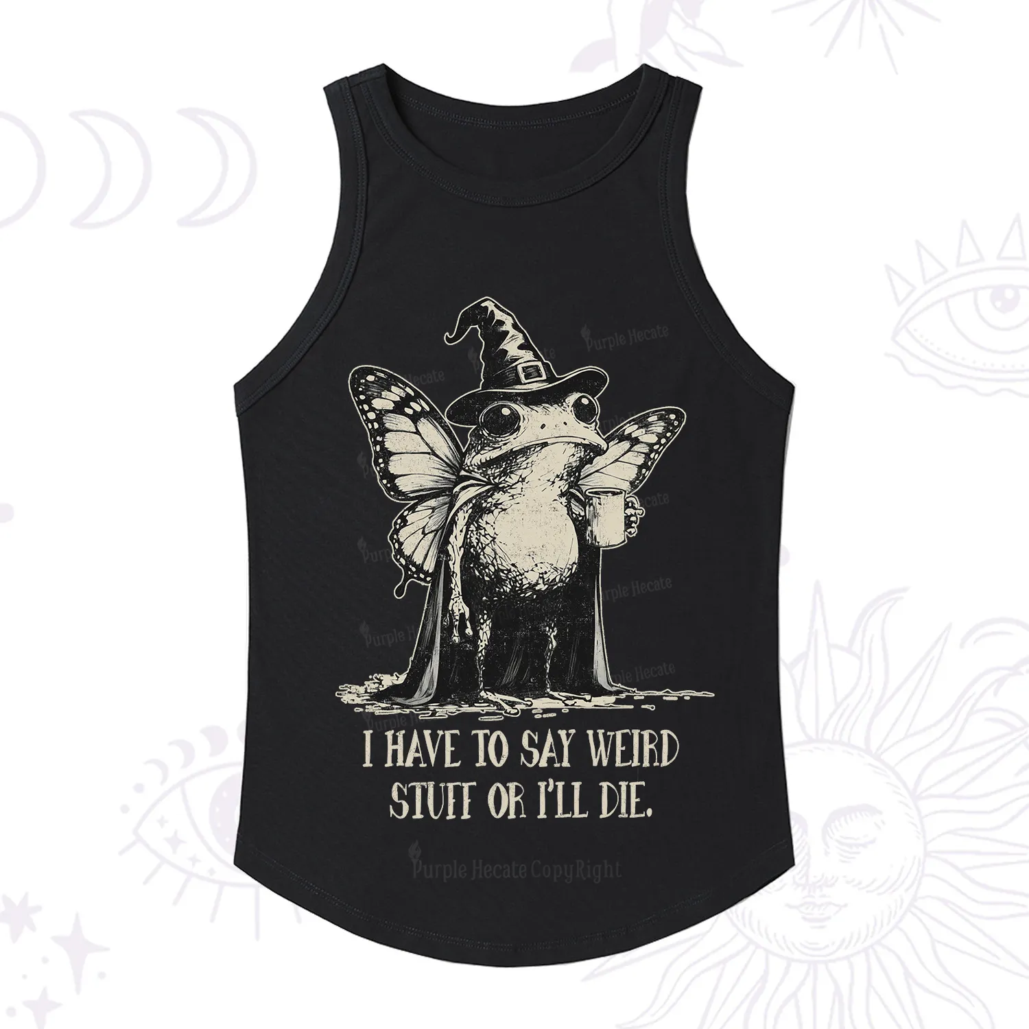 Purplehecate I Have to Say Weird Stuff Or I'll Die Racerback Tank Top