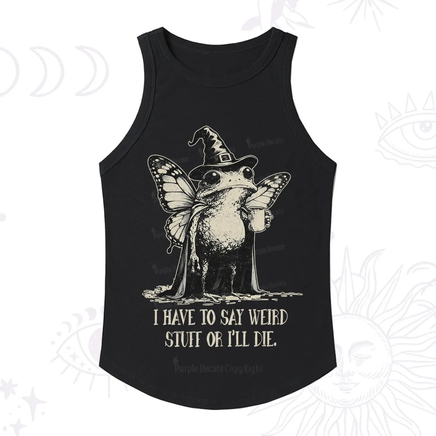 Purplehecate I Have to Say Weird Stuff Or I'll Die Racerback Tank Top