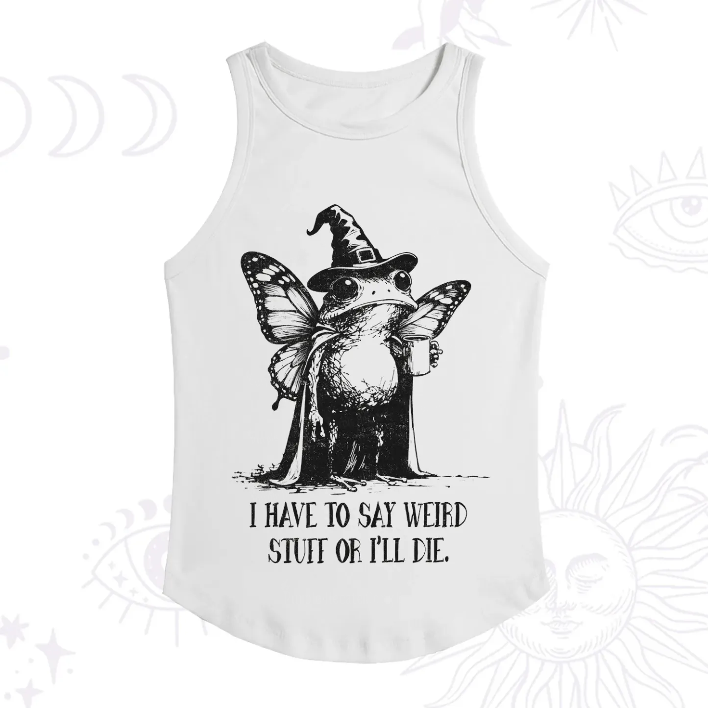 Purplehecate I Have to Say Weird Stuff Or I'll Die Racerback Tank Top