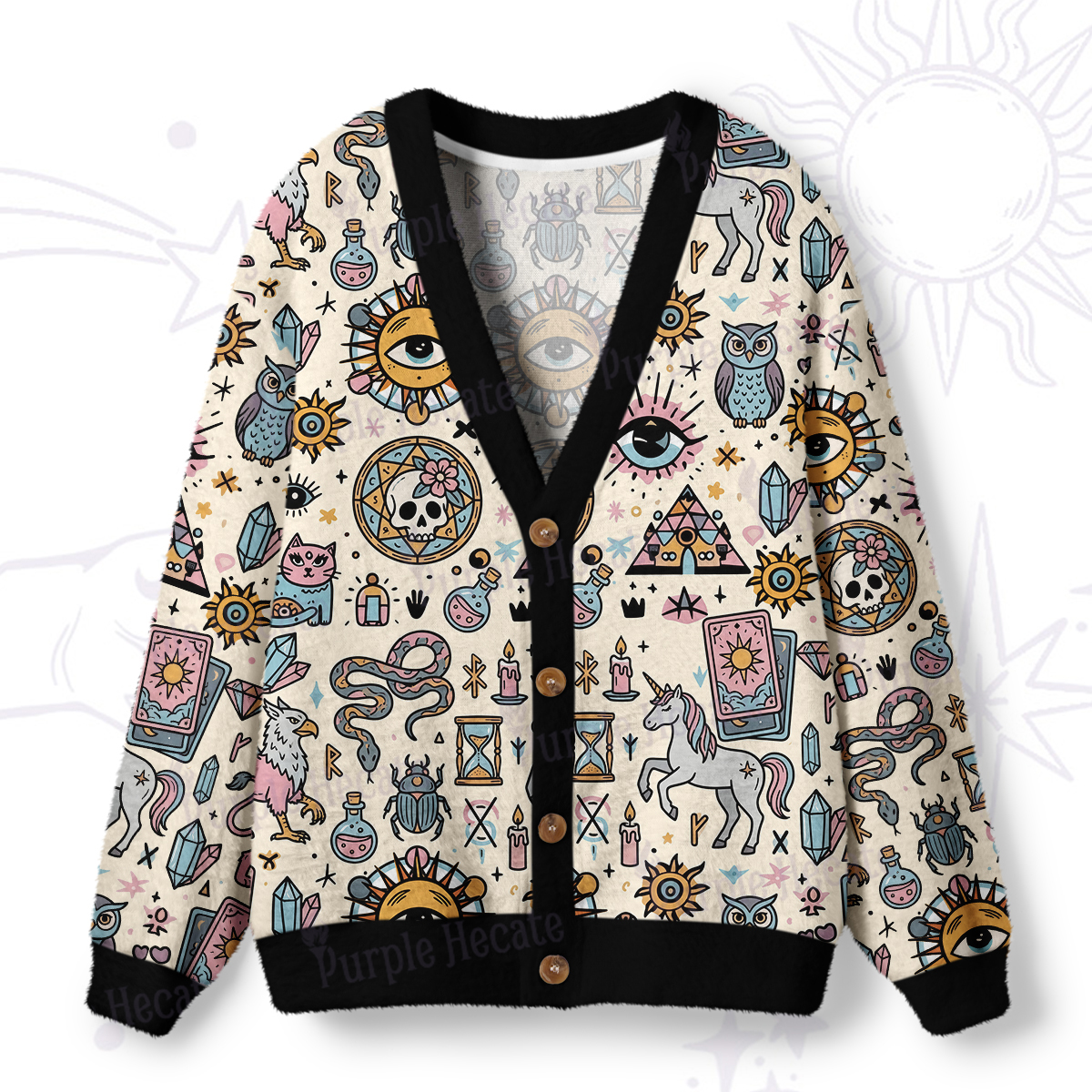Purplehecate Occult Menagerie Ugly Cardigan Sweaters