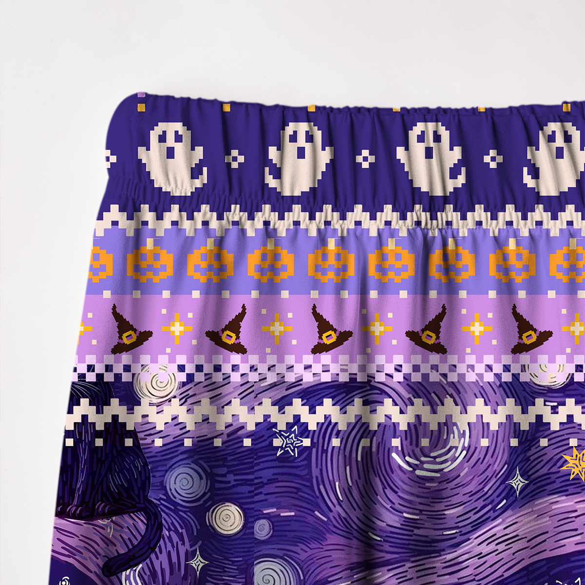Purplehecate Mystic Cat Beneath the Cosmic Veil Halloween Pajamas