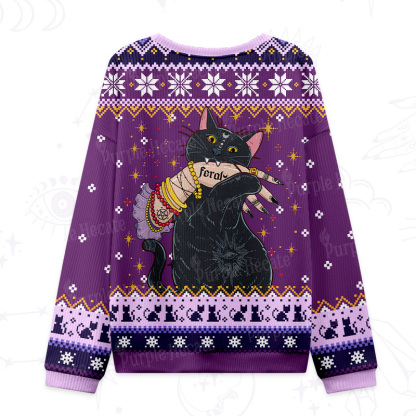 Purplehecate Feral Cat Ugly Christmas Sweatshirts