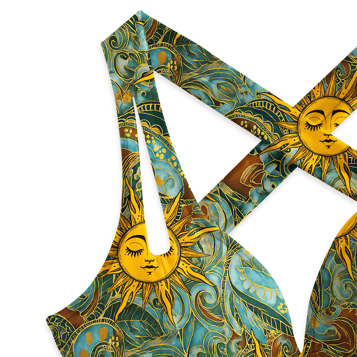 Purplehecate Golden Sun Wheel One-Piece Swimsuit