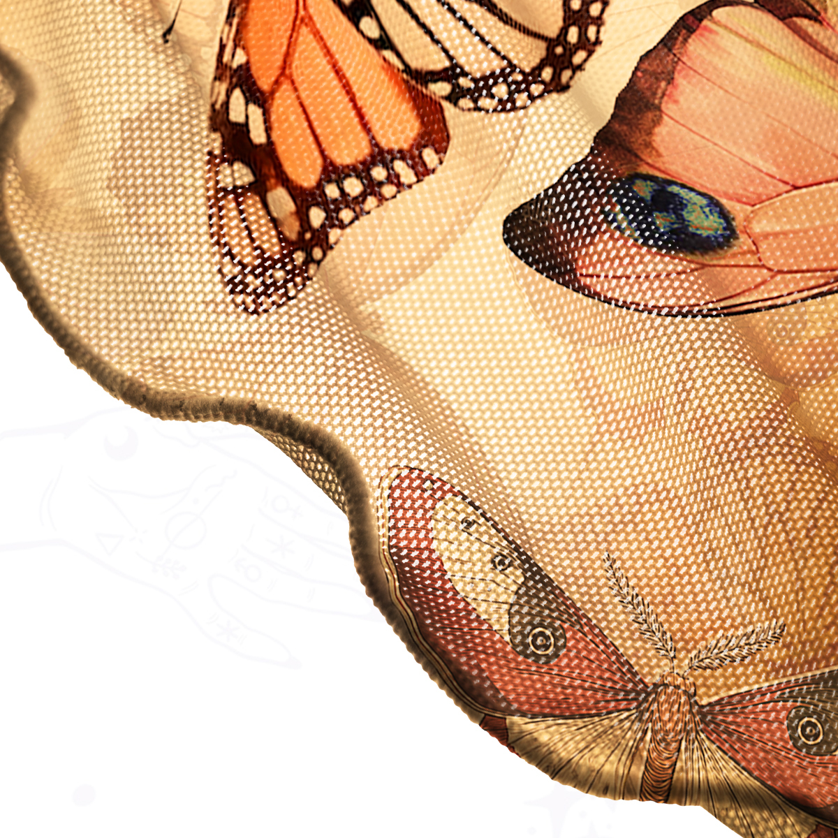 Purplehecate Monarch Butterfly Print Mesh Cover Up Dress