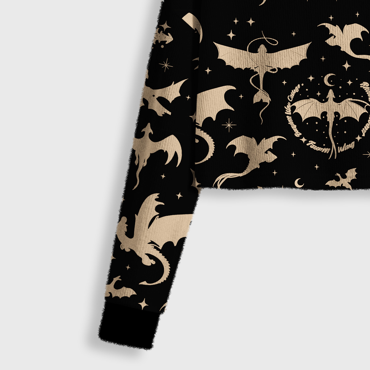 Purplehecate Fantasy Dragon Allover Crop Fuzzy Ugly Sweatshirt