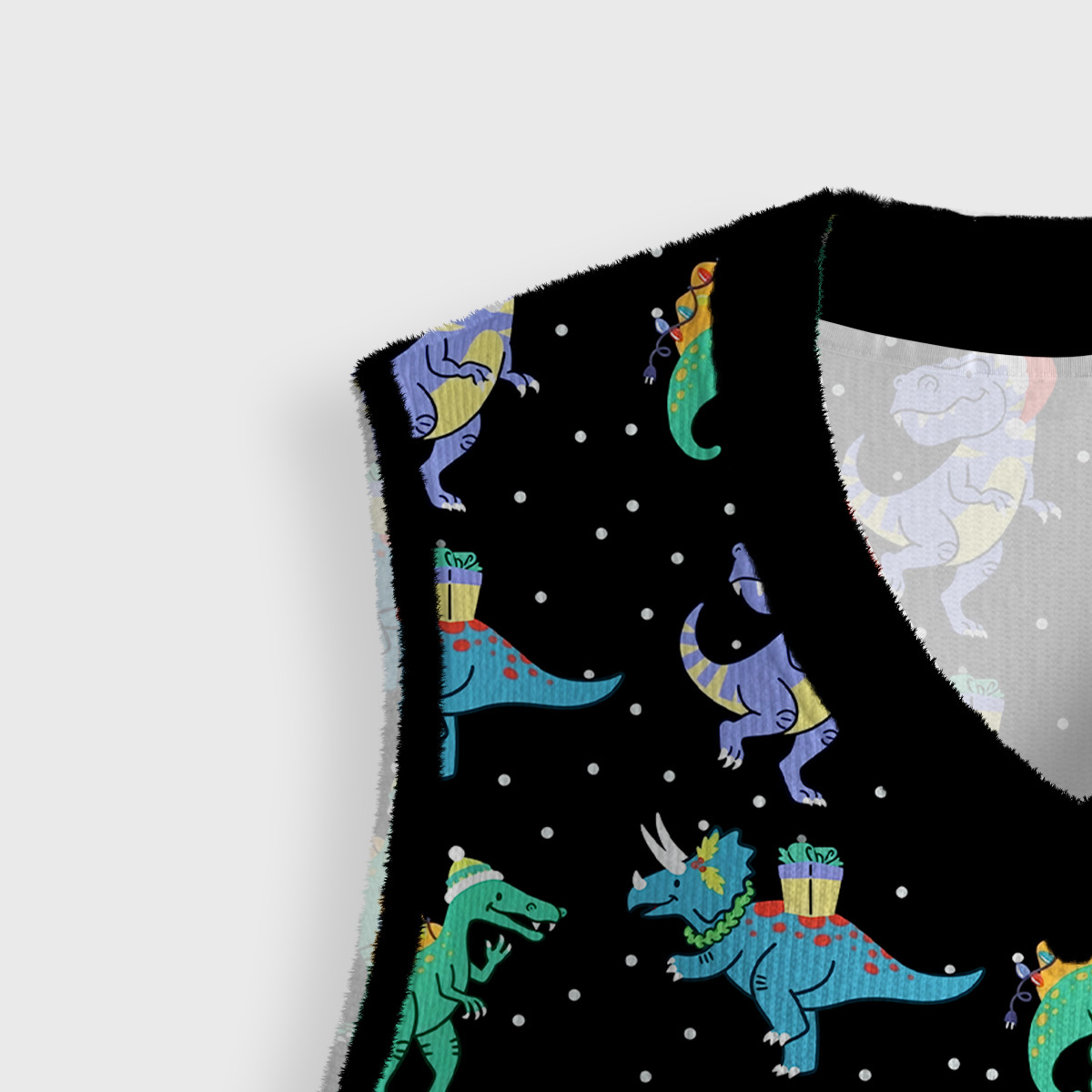 Purplehecate Funny Christmas Dinosaurs Ugly Sweater Vest