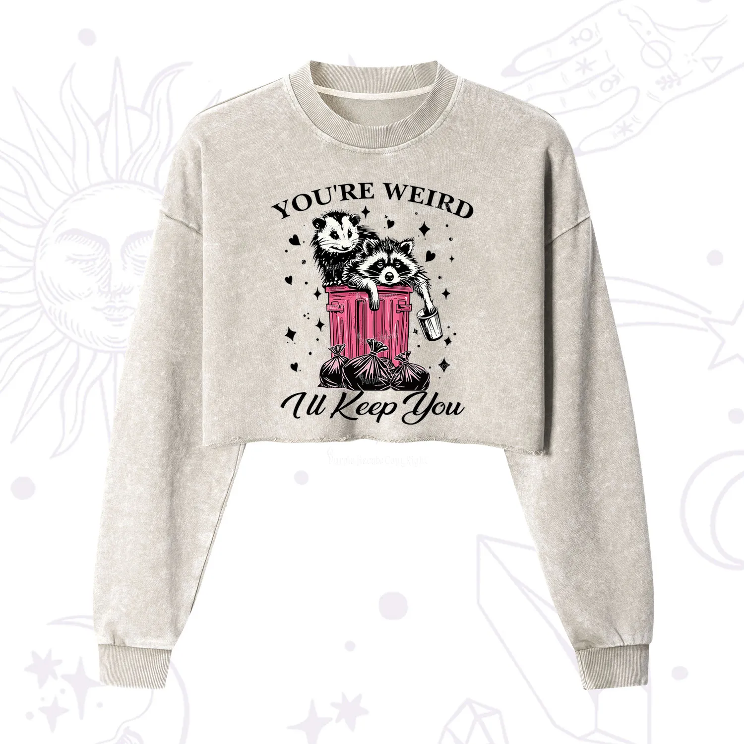 Purplehecate You're Weird I'll Keep You Cropped Washed Sweatshirt