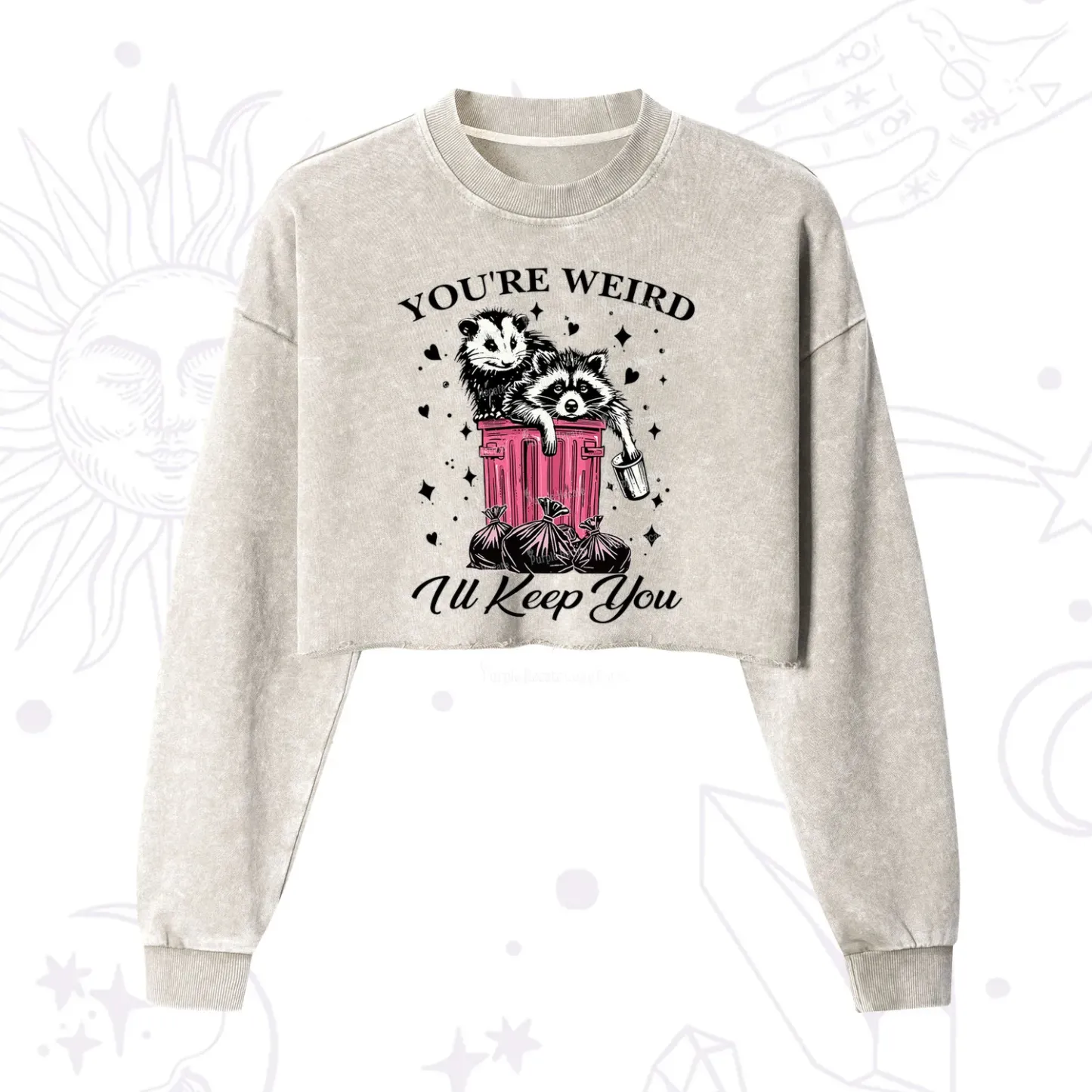 Purplehecate You're Weird I'll Keep You Cropped Washed Sweatshirt