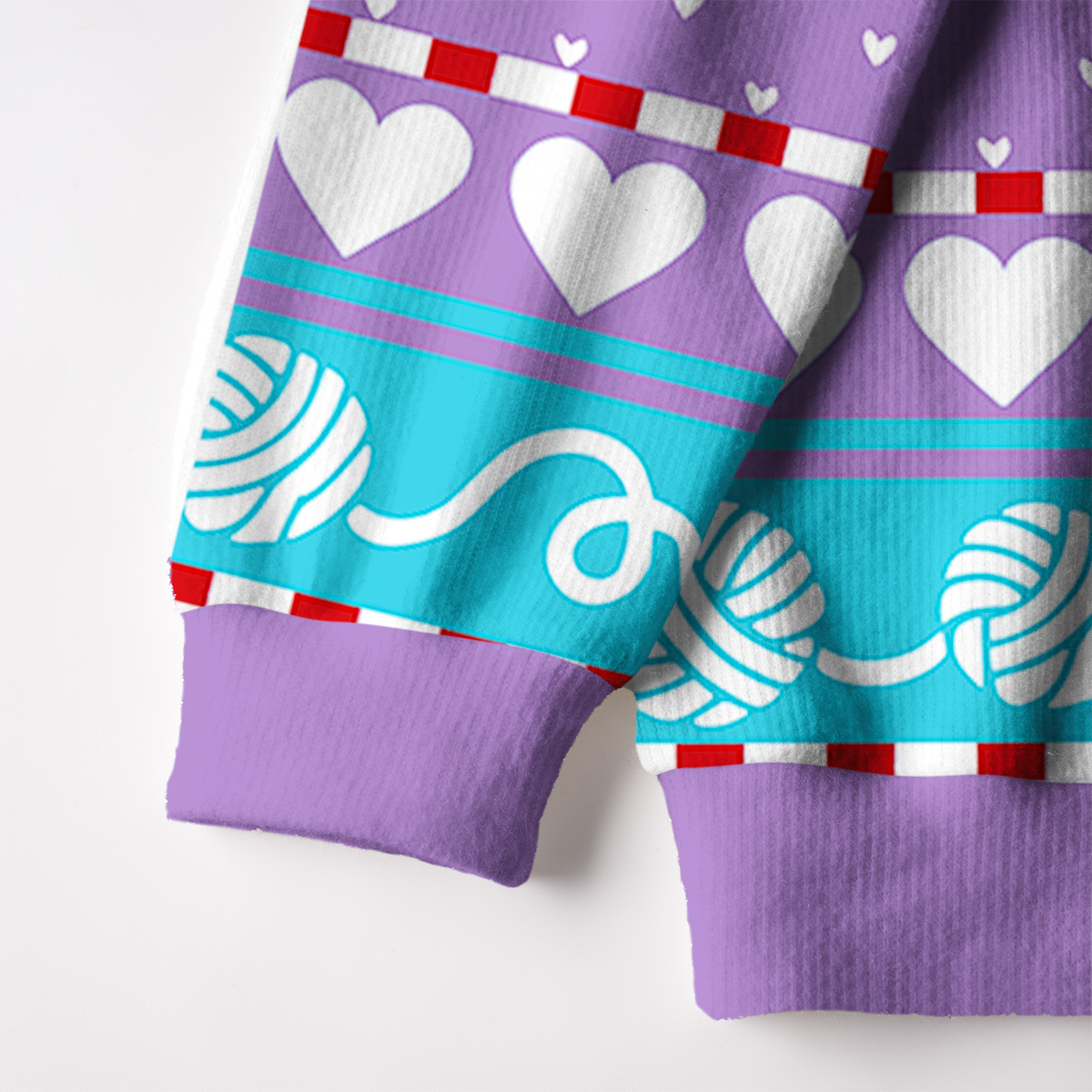 Purplehecate Whimsical Cat and Yarn Fuzzy Ugly Sweatshirt