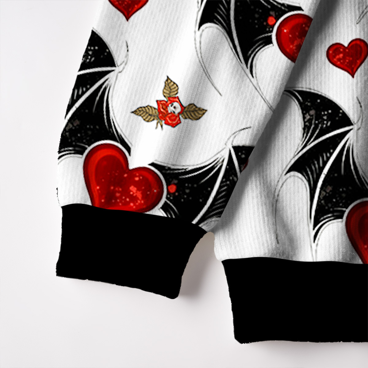 Purplehecate Dark Romance Bat & Heart Fuzzy Ugly Sweatshirt