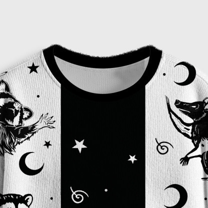 Purplehecate Galactic Raccoon Club Crop Fuzzy Ugly Sweatshirt