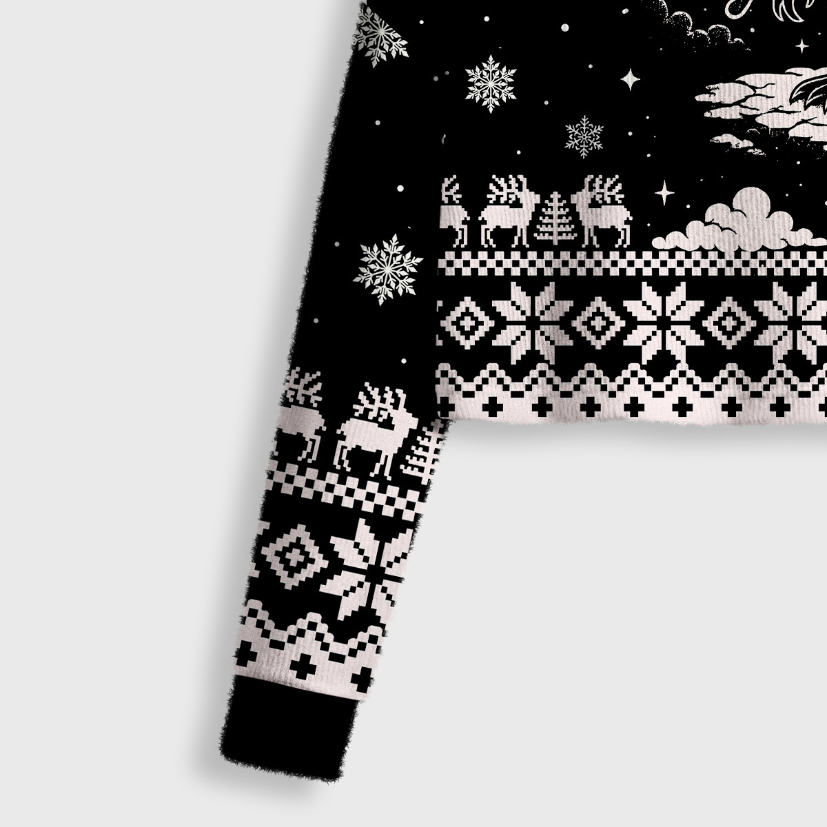 Purplehecate Dark Moth Crop Fuzzy Ugly Sweatshirt