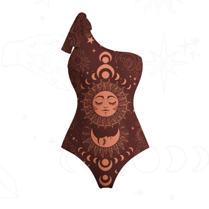 Purplehecate Lunar Eclipse One-Shoulder One-Piece Swimsuit