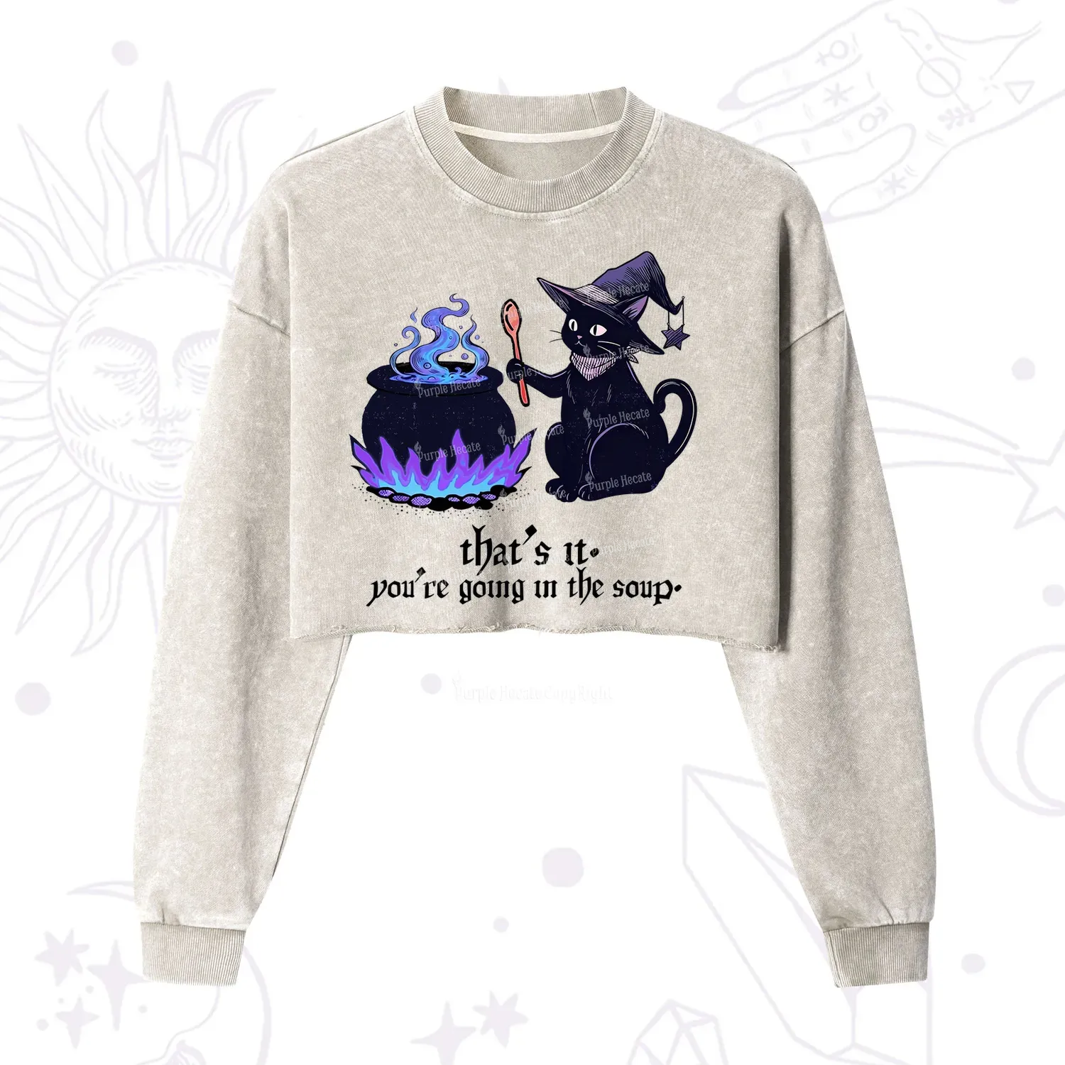 Purplehecate Trust Your Instincts Cropped Washed Sweatshirt