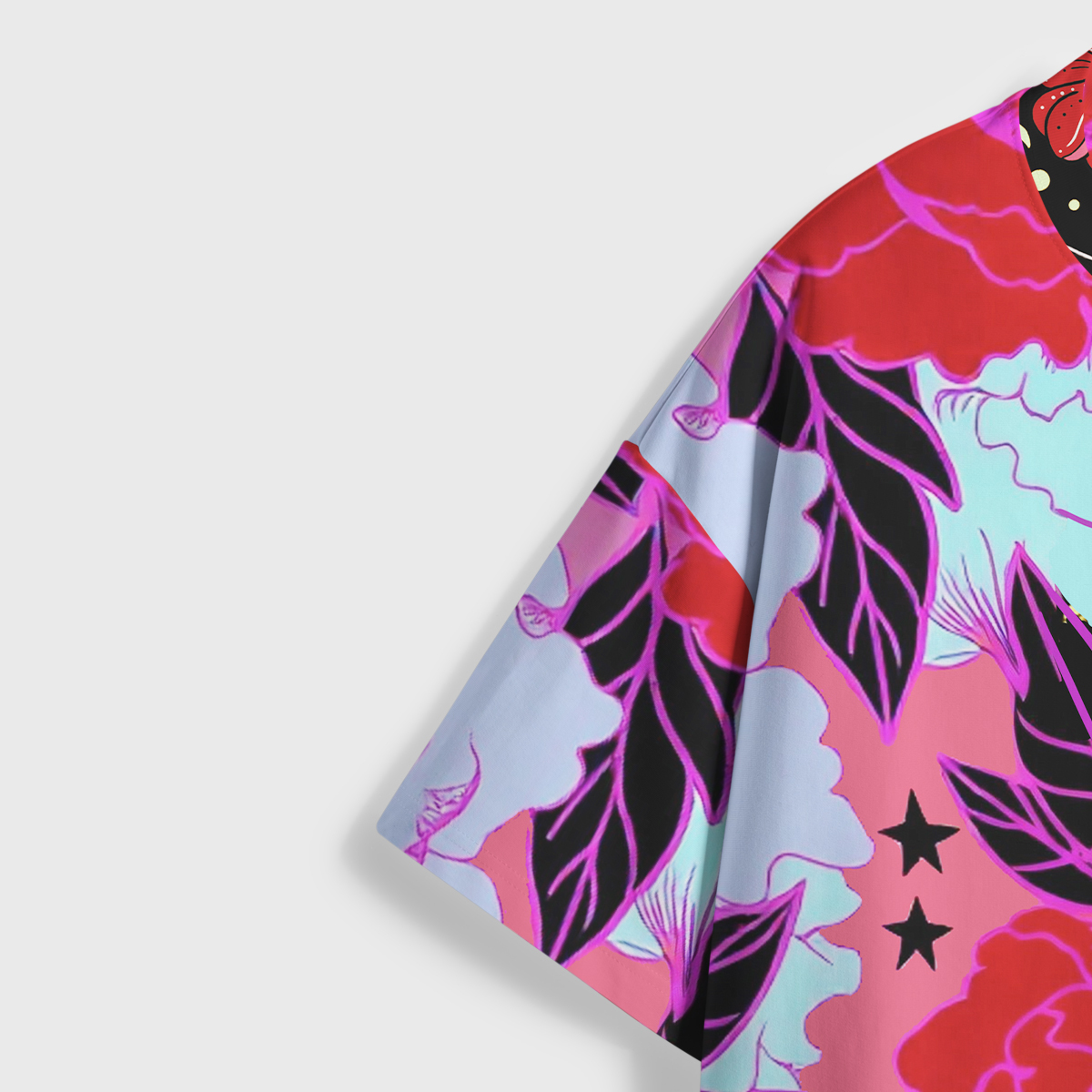 Purplehecate Enchanted Black Serpent & Floral Pattern All Over Print T-Shirt