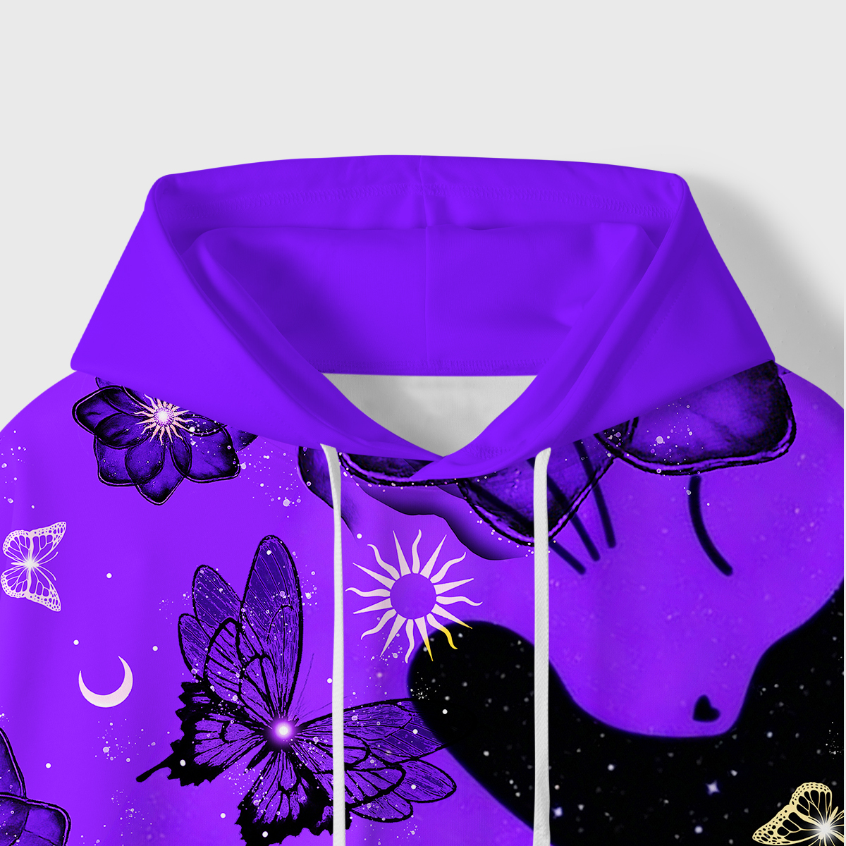 Purplehecate Starlit Cats & Butterflies All-Over Print Hoodie