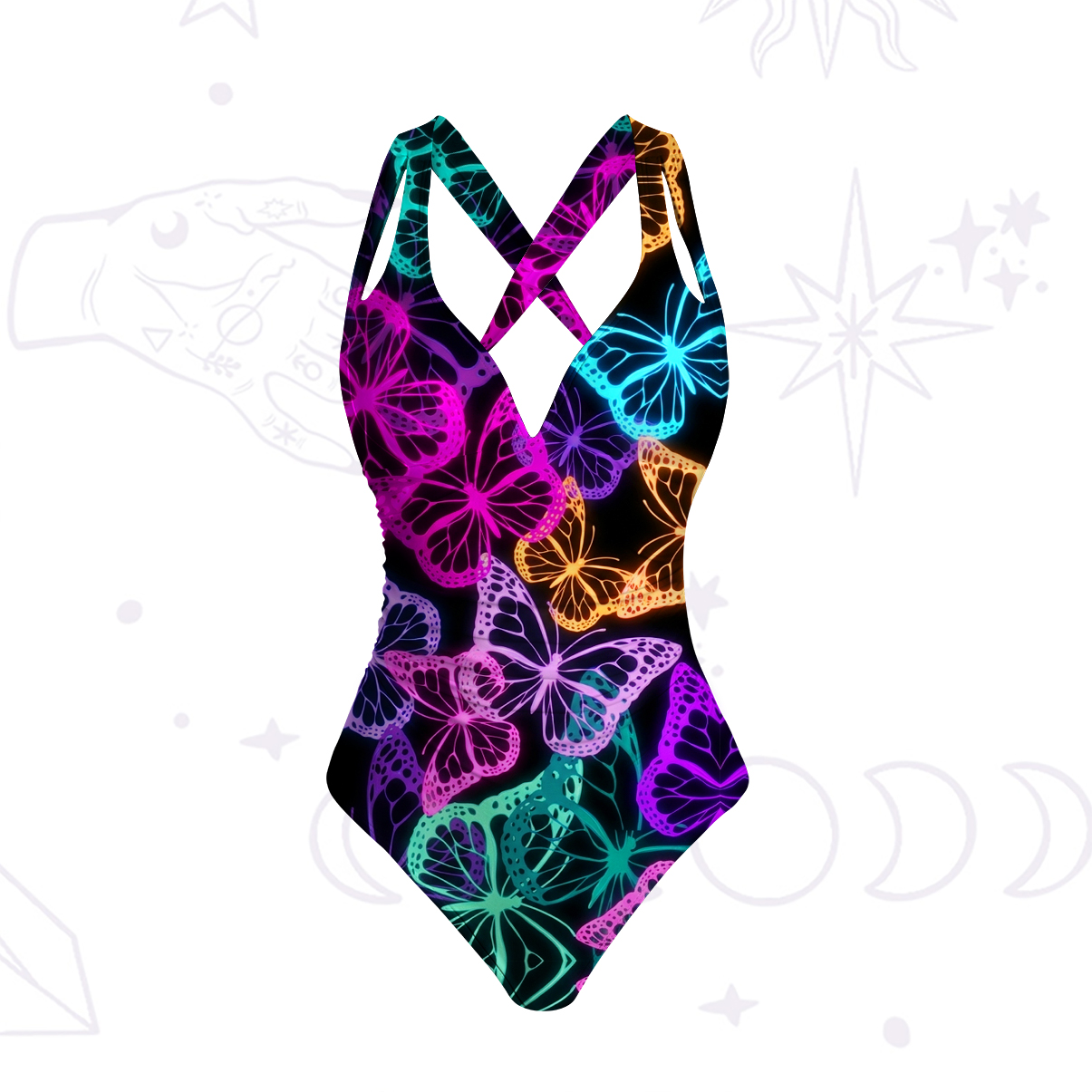 Purplehecate Neon Mystic Butterflies One-Piece Swimsuit