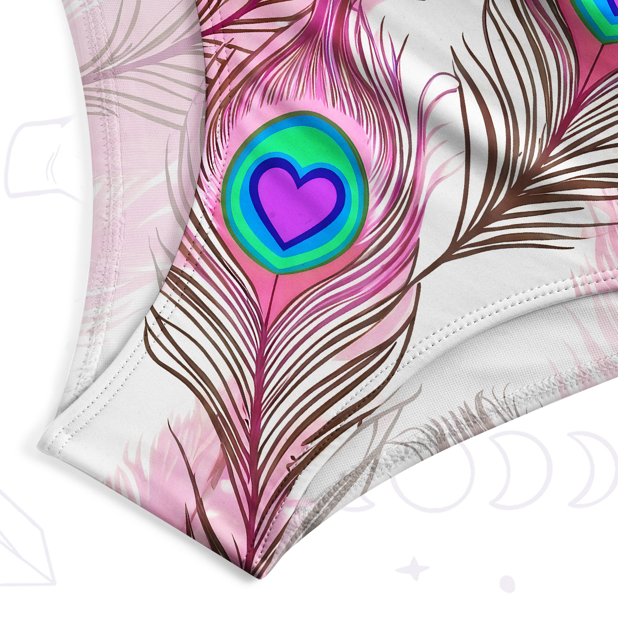 Purplehecate Peacock Feathers Heart One-Piece Swimsuit