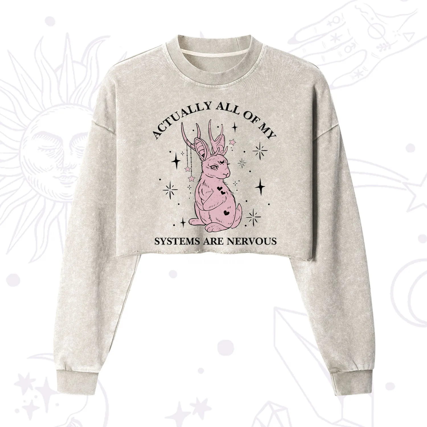 Purplehecate Actually All Of My Systems Are Nervous Cropped Washed Sweatshirt