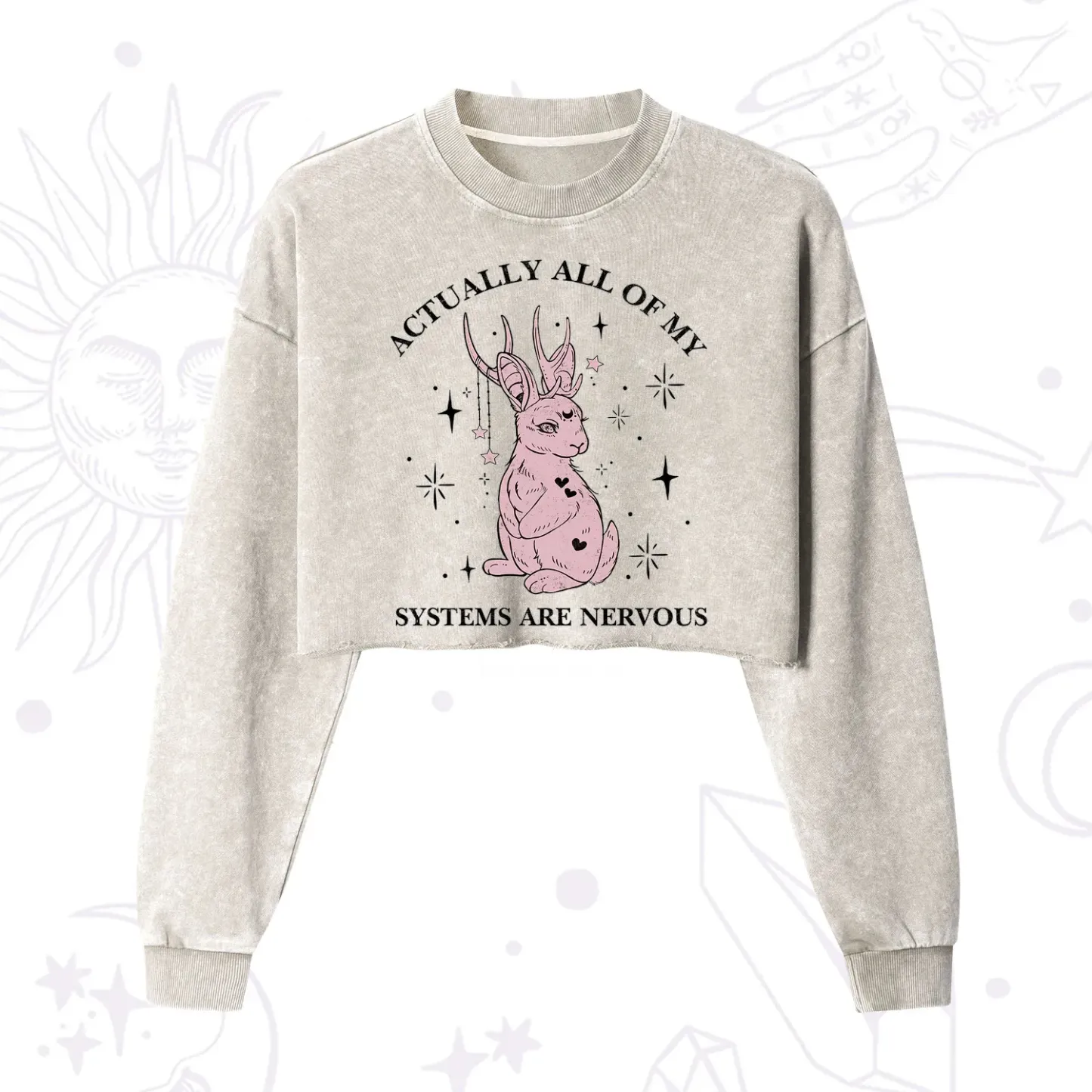 Purplehecate Actually All Of My Systems Are Nervous Cropped Washed Sweatshirt