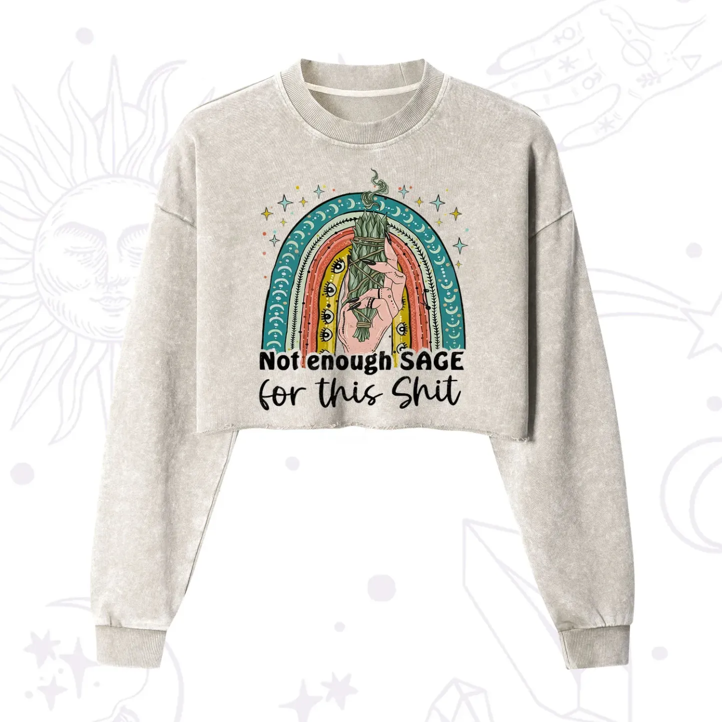 Purplehecate Not Enough Sage For This Sh*t Cropped Washed Sweatshirt