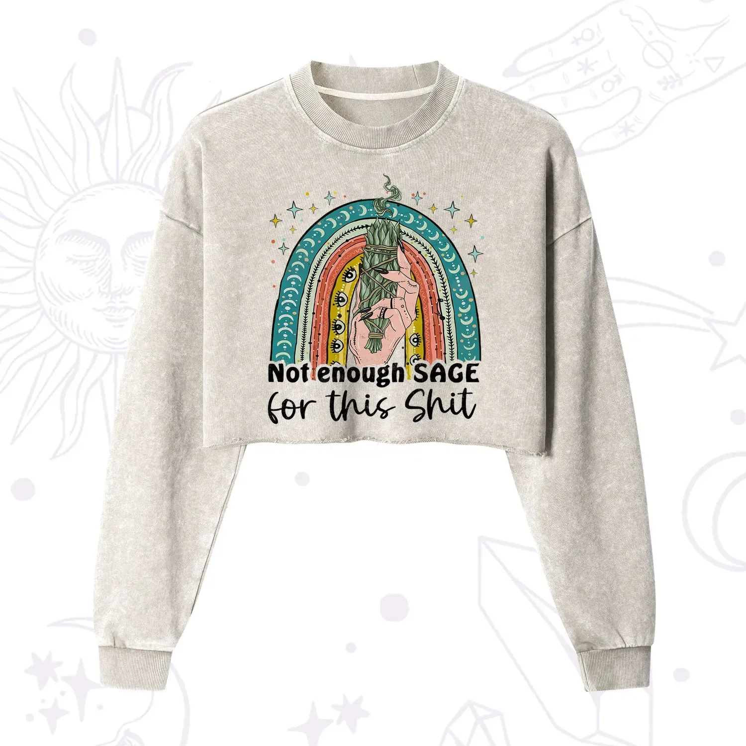 Purplehecate Not Enough Sage For This Sh*t Cropped Washed Sweatshirt
