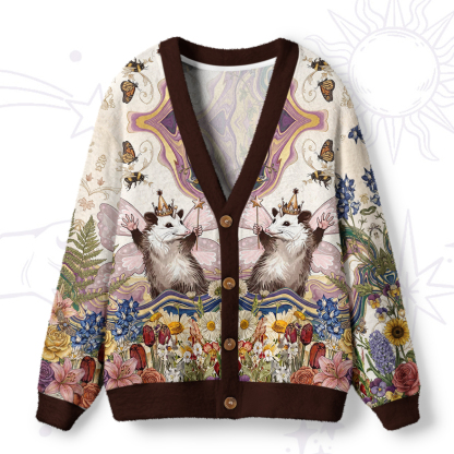 Purplehecate Enchanted Woodland Fairy Possum Ugly Cardigan Sweaters