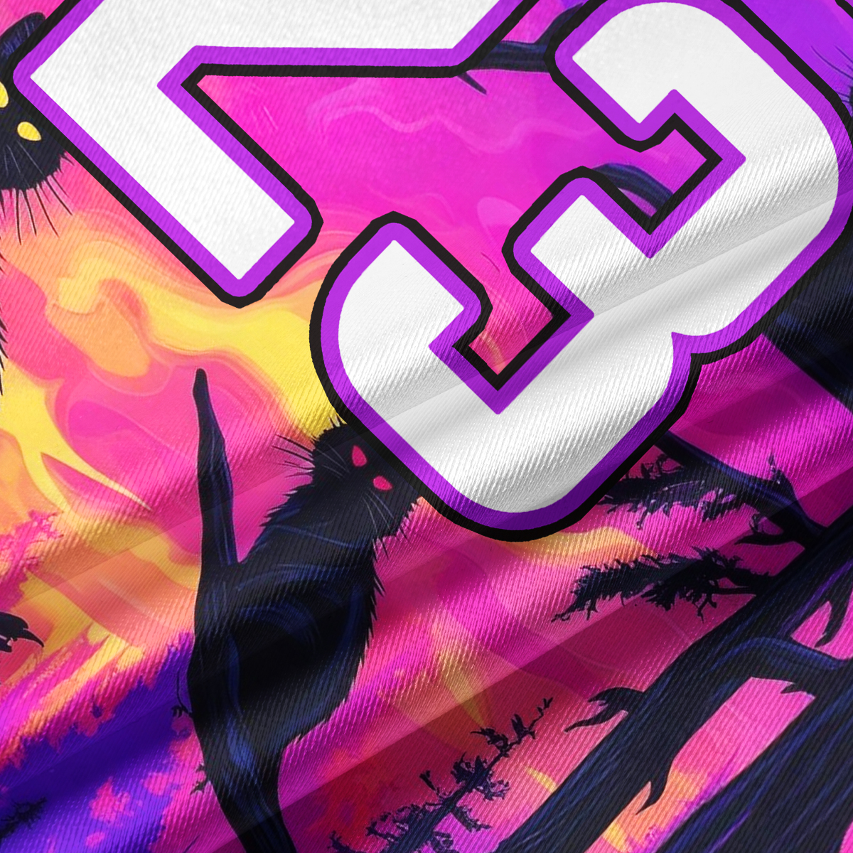 Purplehecate Twilight Forest Guardian Cat Crop Jersey Top