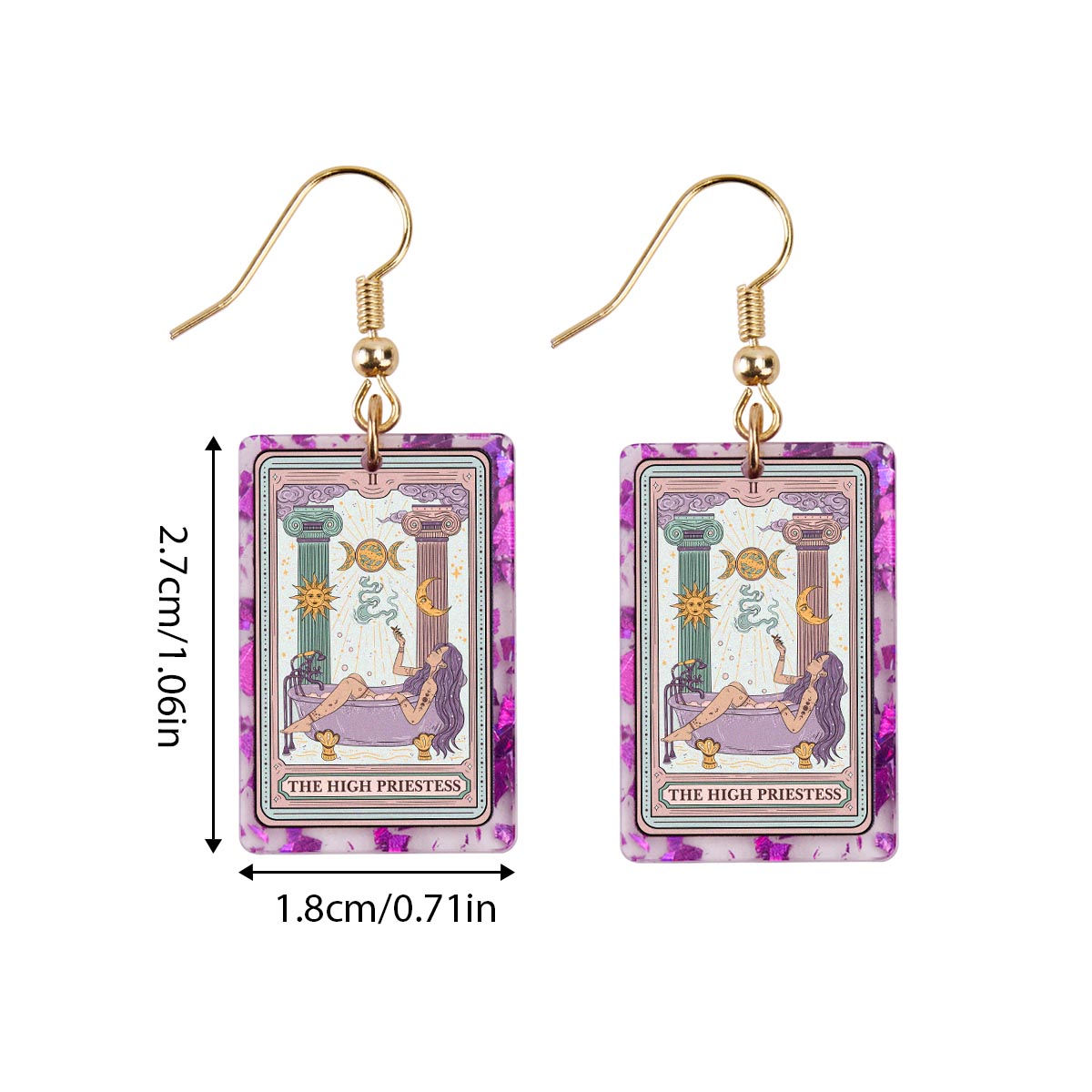 Purplehecate The High Priestess Tarot Purple Confetti Acrylic Earrings