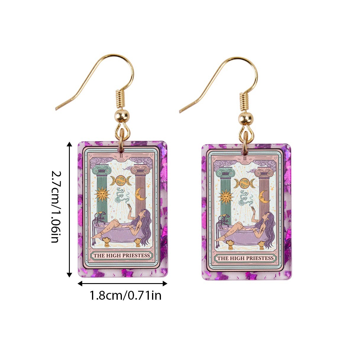 Purplehecate The High Priestess Tarot Purple Confetti Acrylic Earrings