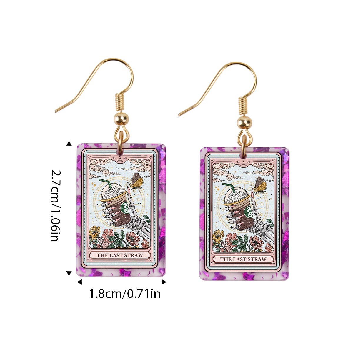 Purplehecate The Last Straw Tarot Purple fragments Acrylic Earrings