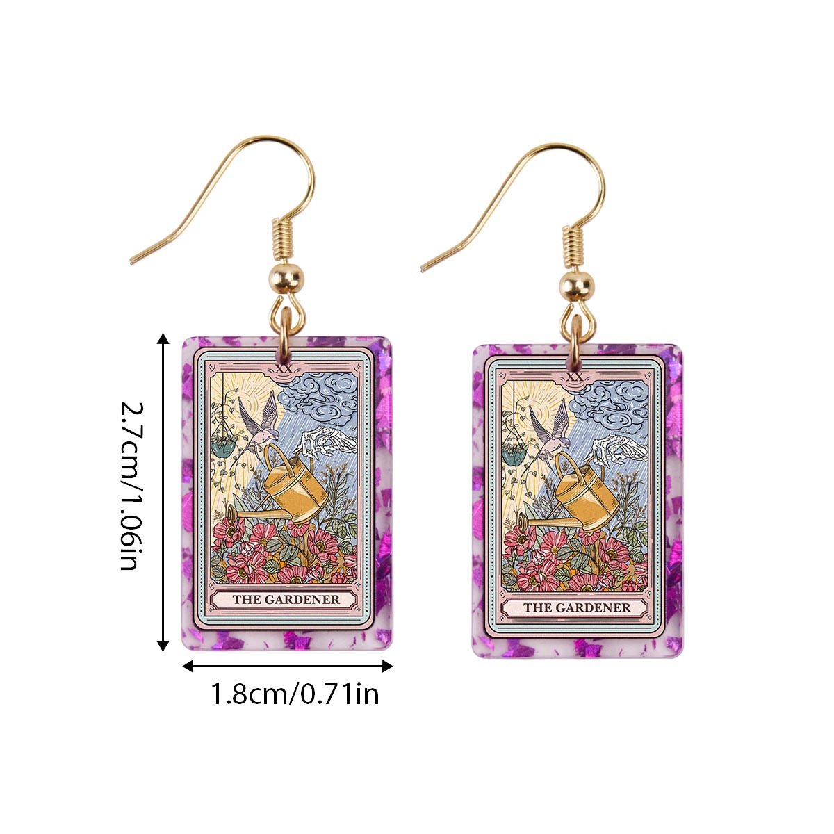 Purplehecate The Gardener Tarot Purple fragments Acrylic Earrings